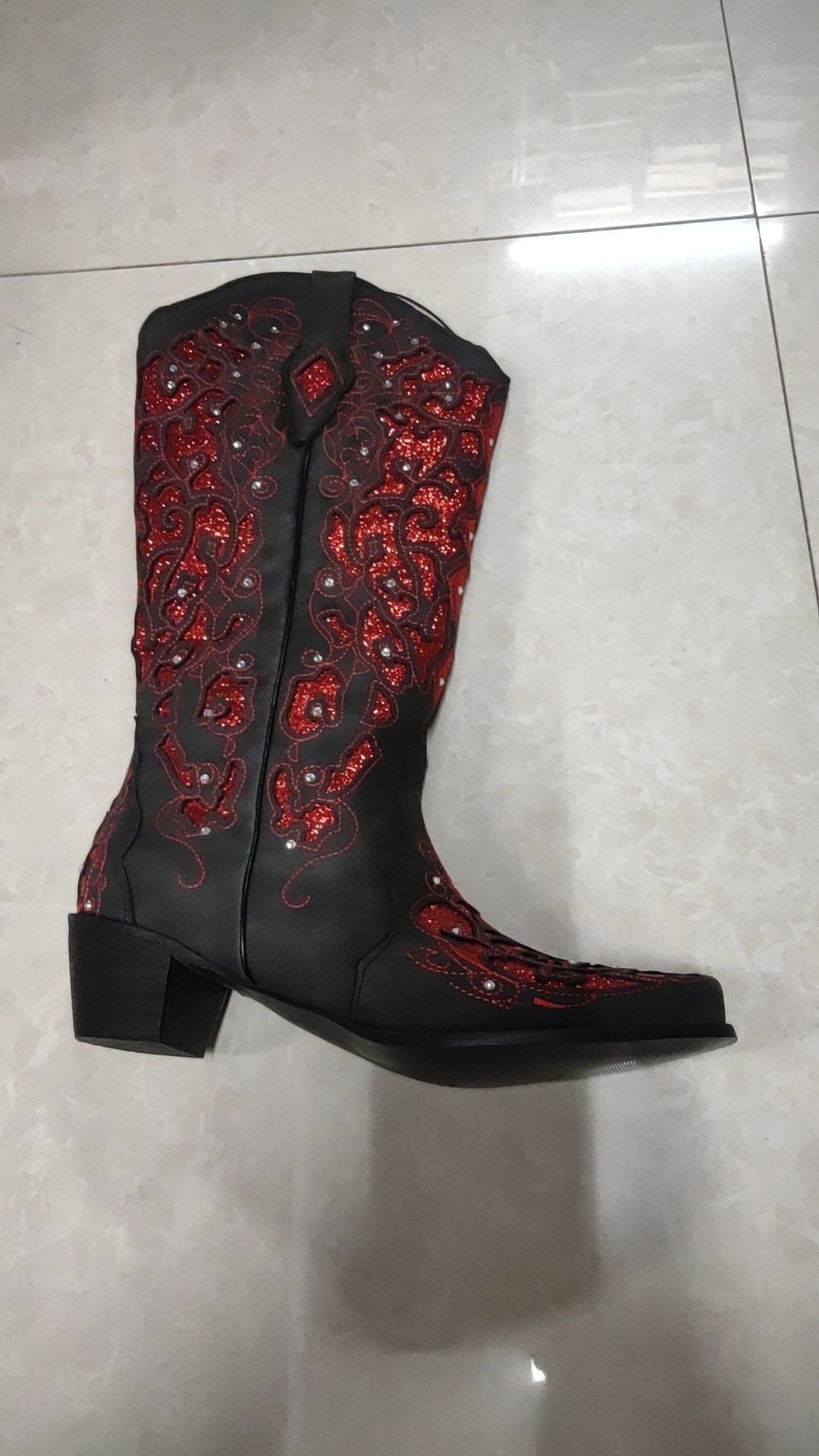New Rhinestone Ornament High Leg Boot