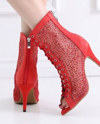 Red Hollow Summer Latin Dance High Heels